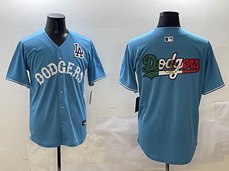 Men Los Angeles Dodgers Blank Light Blue Throwback Game 2025 Nike MLB Jersey style 7